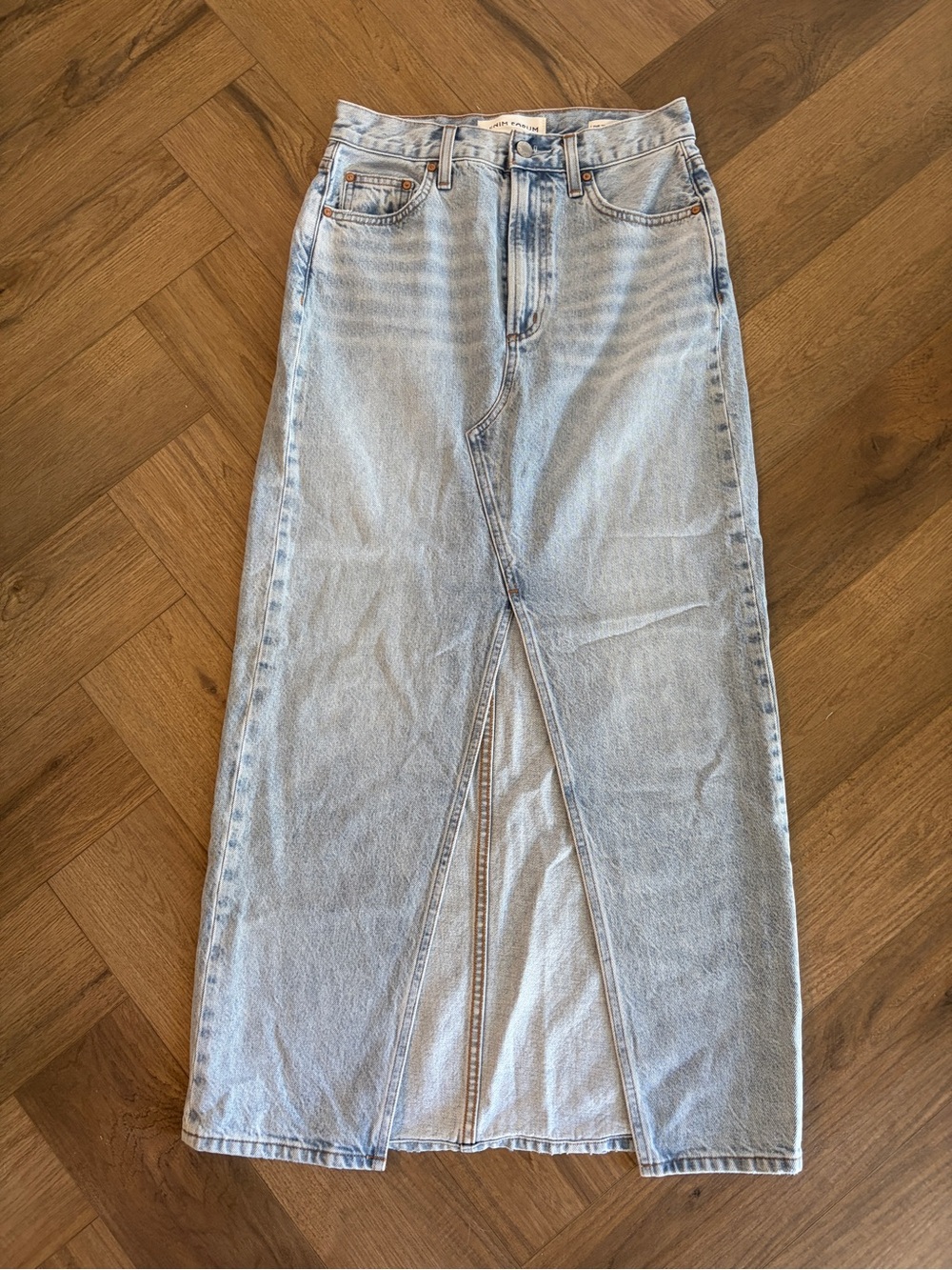 Aritzia Denim Forum Light Blue Denim Maxi Skirt with Front Slit size 25